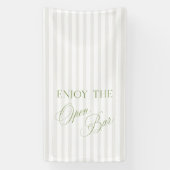 Sage Green & Beige Stripe Wedding Open Bar Banner 横断幕 (縦)