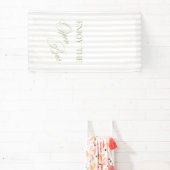 Sage Green & Beige Stripe Wedding Open Bar Banner 横断幕 (インサイチュ)