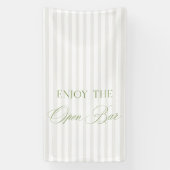 Sage Green & Beige Stripe Wedding Open Bar Banner 横断幕 (縦)