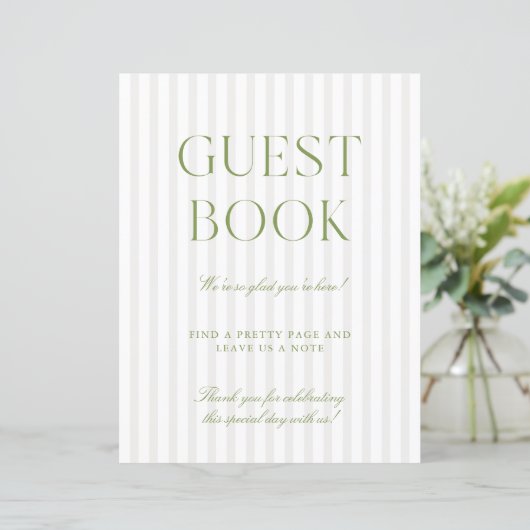 Sage Green & Beige Wedding Guest Book Sign (スタンド正面)