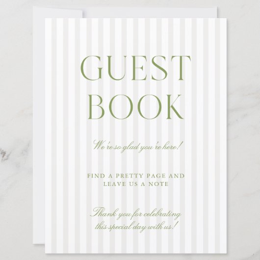 Sage Green & Beige Wedding Guest Book Sign (正面)
