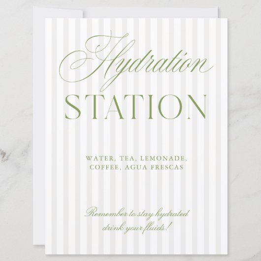 Sage Green & Beige Wedding Hydration Station Sign (正面)