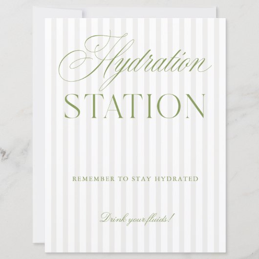 Sage Green & Beige Wedding Hydration Station Sign (正面)