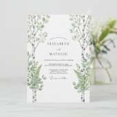 Sage Green Birch Forest Wedding 招待状 (スタンド正面)