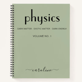 Sage Green Black パーソナライズされた Physics Notebook ノートブック
