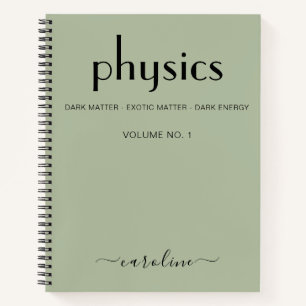 Sage Green Black パーソナライズされた Physics Notebook ノートブック