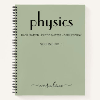 Sage Green Black パーソナライズされた Physics Notebook ノートブック