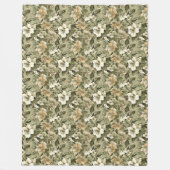 Sage Green Blanket Elegant Gold Floral Accent フリースブランケット (正面)