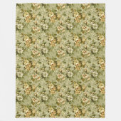 Sage Green Blanket Luxury Gold Botanical Design フリースブランケット (正面)