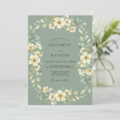 Sage Green Bloom Wreath Wedding 招待状 (スタンド正面)