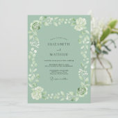 Sage Green Blooming Garland Wedding 招待状 (スタンド正面)