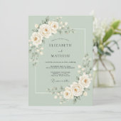 Sage Green Blooming Romance Wedding 招待状 (スタンド正面)