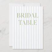 Sage Green & Blueの結婚ブライダルテーブル番号 招待状 (正面)