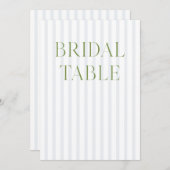 Sage Green & Blueの結婚ブライダルテーブル番号 招待状 (正面/裏面)