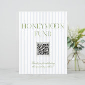Sage Green & Blue Honeymoon Fund QR Code Sign (スタンド正面)