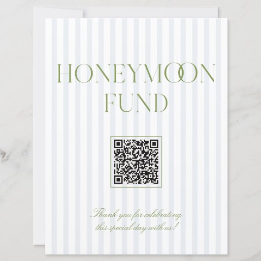 Sage Green & Blue Honeymoon Fund QR Code Sign (正面)