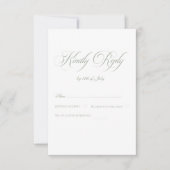 Sage Green & Blue Striped Elegant Classic Wedding  出欠カード (正面)