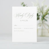 Sage Green & Blue Striped Elegant Classic Wedding  出欠カード (スタンド正面)