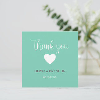 Sage Green Blue Wedding Thank You Note Card サンキューカード