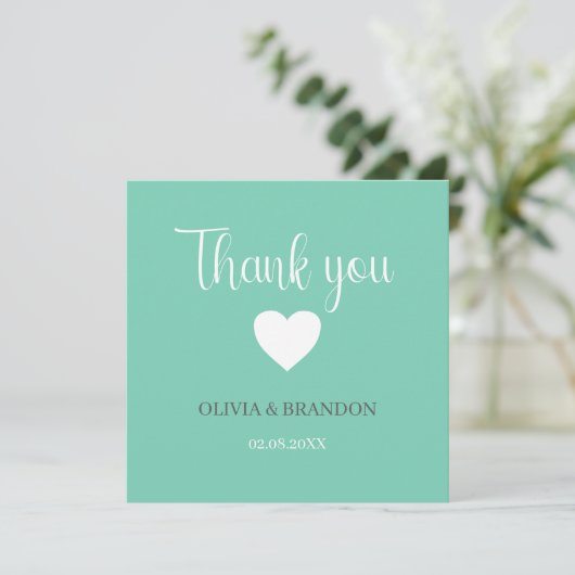 Sage Green Blue Wedding Thank You Note Card サンキューカード (スタンド正面)