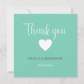 Sage Green Blue Wedding Thank You Note Card サンキューカード (正面)