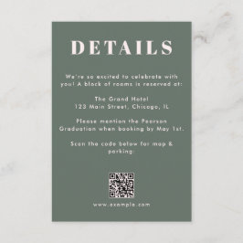 Sage Green Blush Pink Graduation QR Code Details エンクロージャーカード