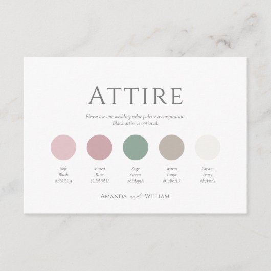 Sage Green & Blush Wedding Attire Card 招待状 (正面)