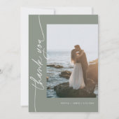 SAGE Green Bohemian写真結婚のサンキューカード 招待状 (正面)