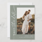 SAGE Green Bohemian写真Save The Date Card 招待状 (正面)