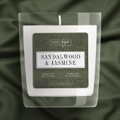 Sage Green Bohemian Pattern Candle Jar Product スクエアシール