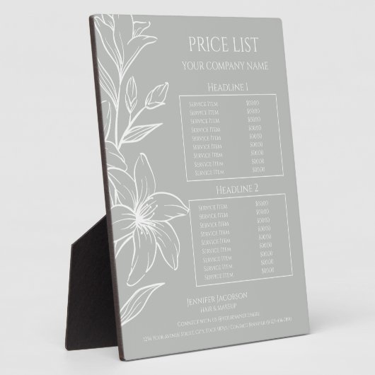 Sage Green Bohoモダンフローラ価格表 フォトプラーク (側面)