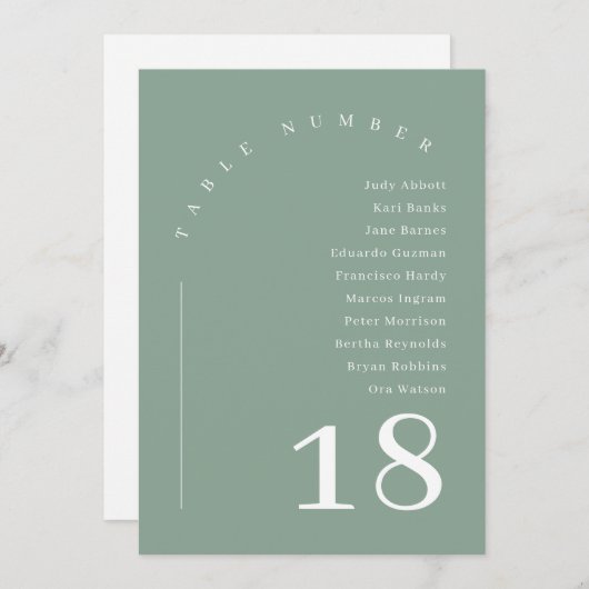 Sage Green Boho Archの結婚座席表 招待状 (正面/裏面)