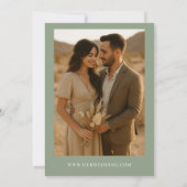 Sage Green Boho Minimalist Photo Wedding 招待状 (裏面)