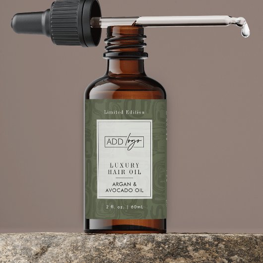 Sage Green Boho Pattern Logo 2OZ Dropper Bottle ラベル