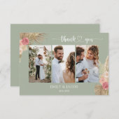 Sage Green Boho Photoの結婚サンキューカード サンキューカード (正面/裏面)
