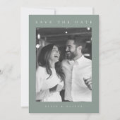 Sage Green Boho Photo Save the Date 招待状 (正面)