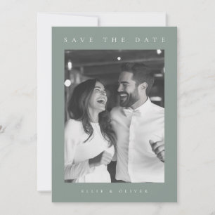 Sage Green Boho Photo Save the Date 招待状
