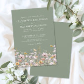 Sage Green Boho Wildflower Wedding 招待状