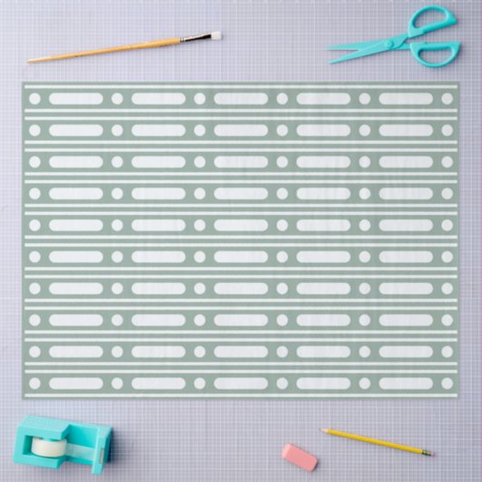 Sage Green Bone Inlay Dots Border Decoupage Paper 薄葉紙 (クラフト)