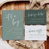 Sage Green Books forベビー挿入カードボモダンイ エンクロージャーカード