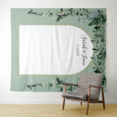 Sage Green Botanicアーチ型結婚の写真の背景 タペストリー (インサイチュ(横))