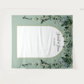 Sage Green Botanicアーチ型結婚の写真の背景 タペストリー (正面(横))