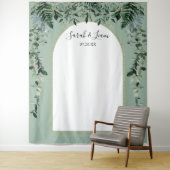 Sage Green Botanicアーチ型結婚の写真の背景 タペストリー (インサイチュ)