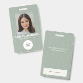 Sage Green Botanical従業員の写真IDロゴ バッジ (正面＆裏面)