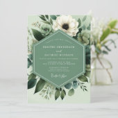 Sage Green Botanical Bloom Wedding 招待状 (スタンド正面)