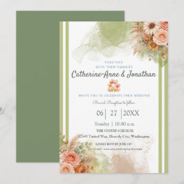 Sage Green Botanical Boho Wedding 招待状