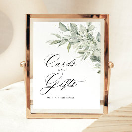 Sage Green Botanical Cards & Gifts Wedding Table 台座サイン