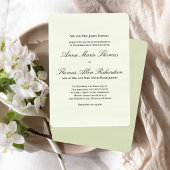 Sage Green Botanical Classic Formal Script Wedding 招待状