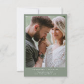 Sage Green botanical crest monogram wedding セーブザデート (裏面)