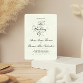 Sage Green Botanical Elegant Minimal Wedding Of  招待状